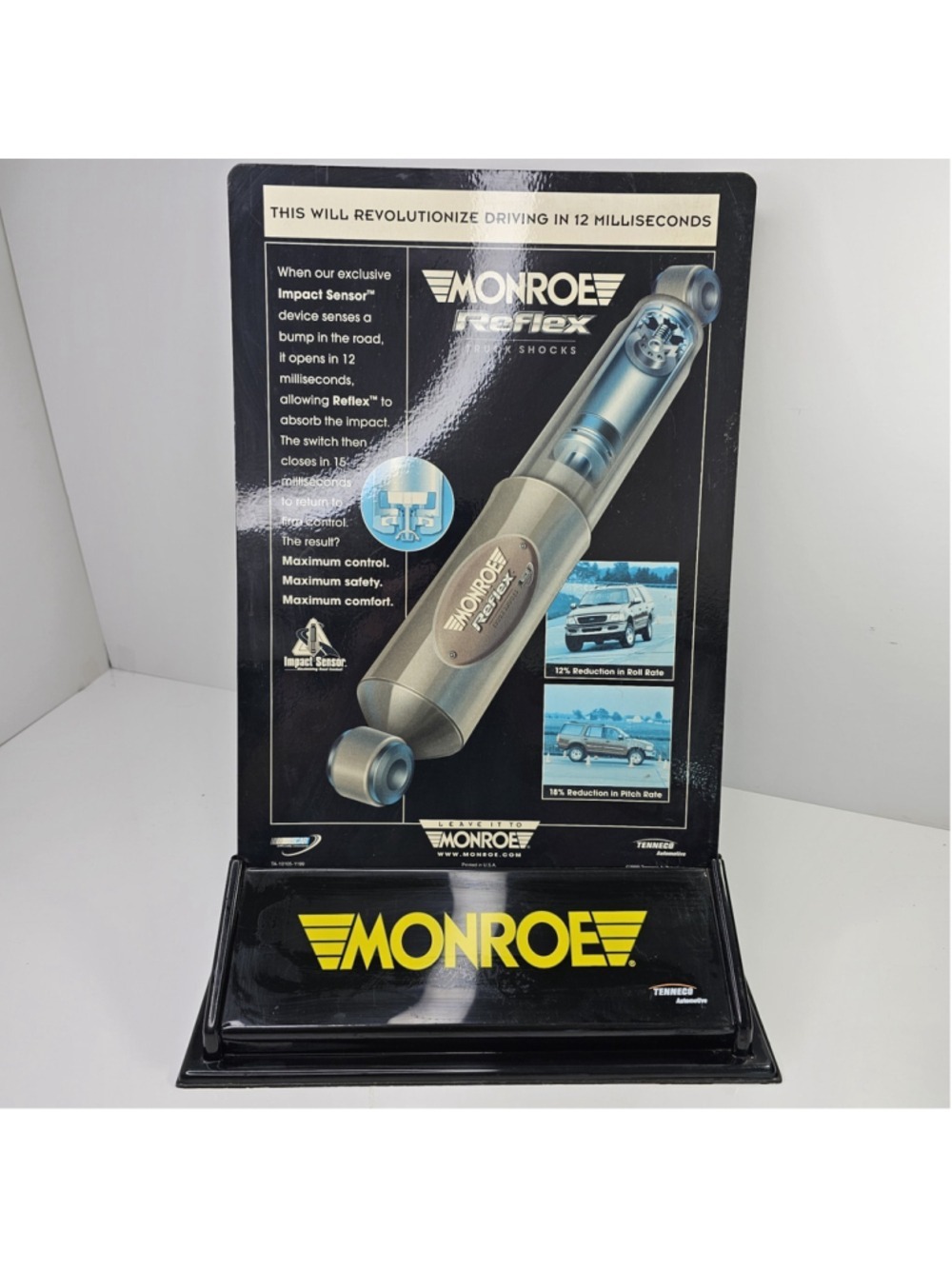Vintage 1999 Monroe Reflex Walker Quiet-Flow Double-Sided Counter Display Sign
